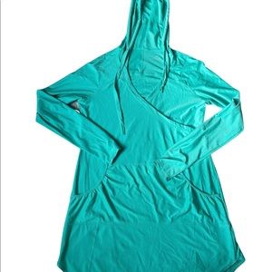 teal Athleta Wick and Wader Hooded Cover Up